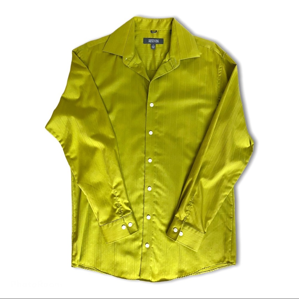 Kenneth Cole Reaction Chartreuse Striped Shirt